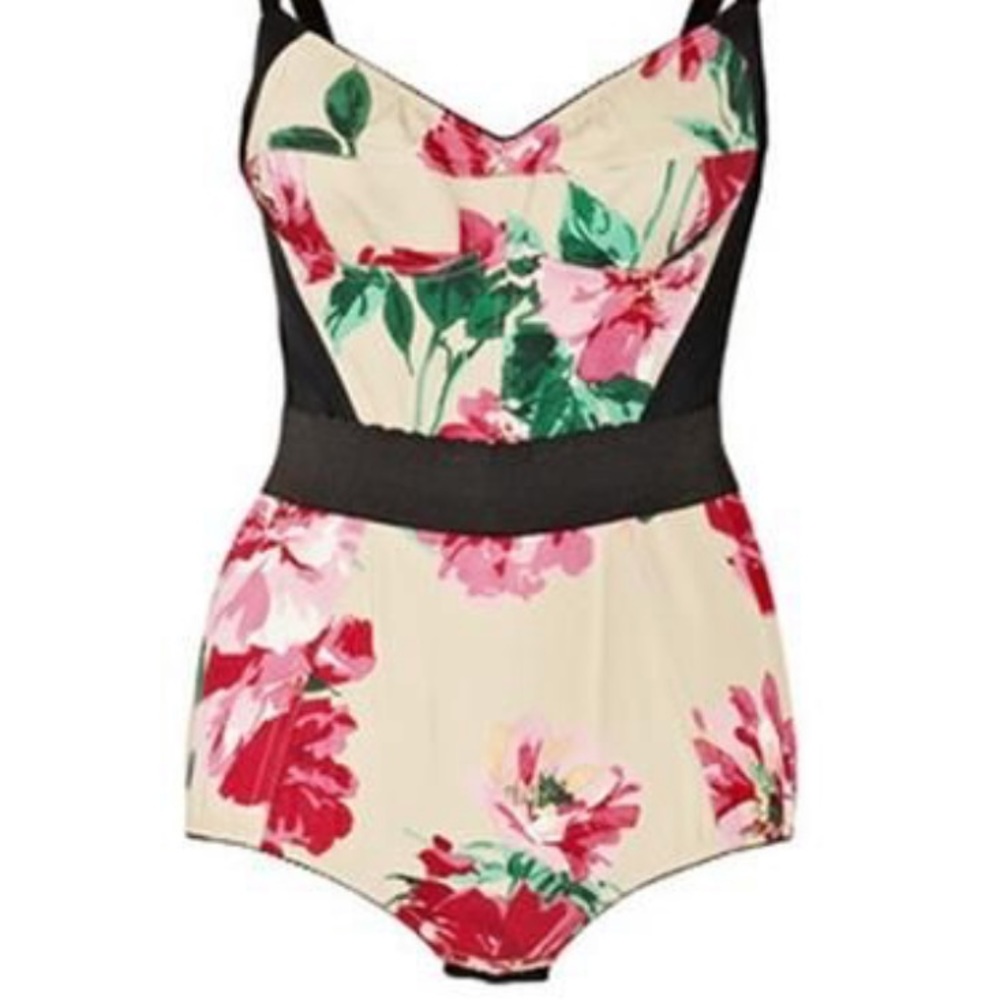 Dolce & Gabbana Silk Floral Bodysuit, Size 40
